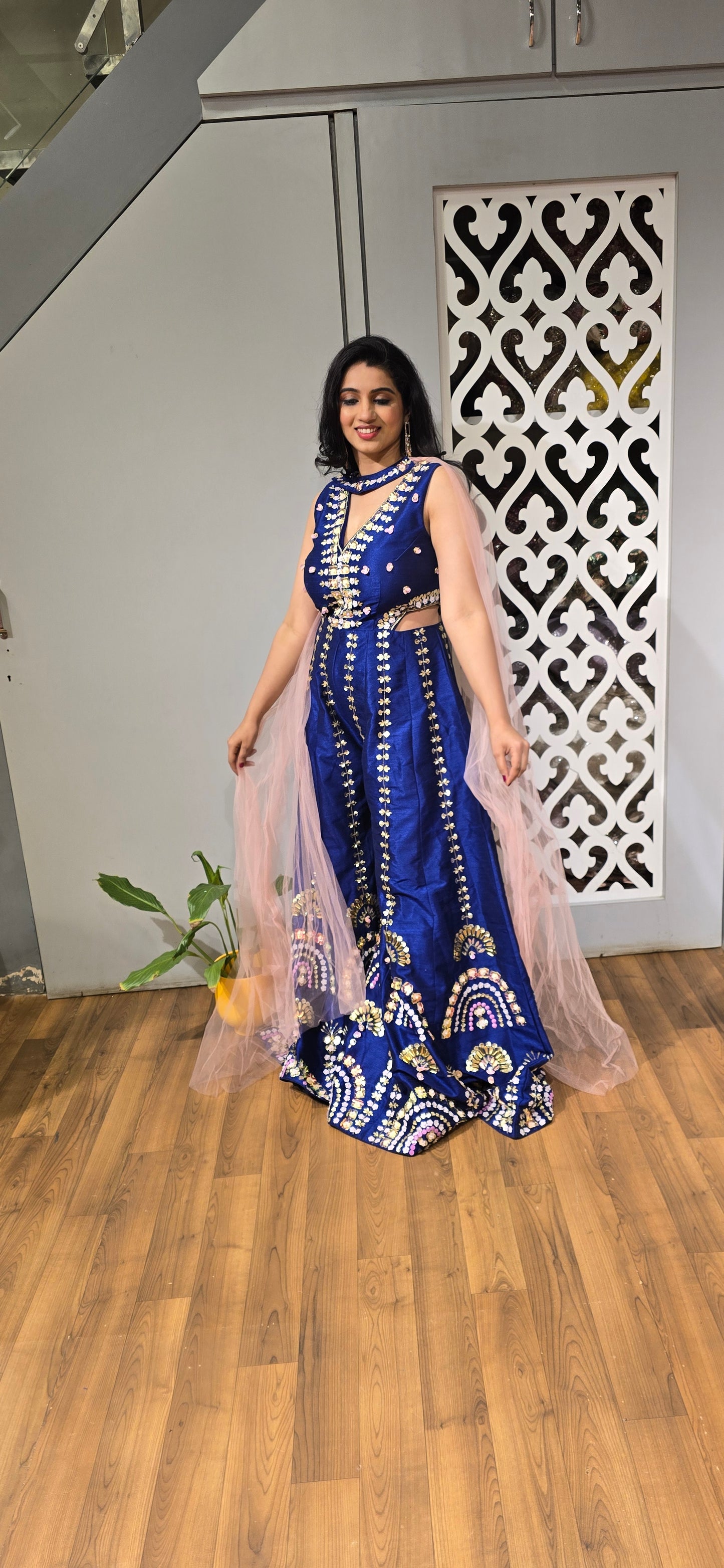 Midnight Mirror Glam Palazzo Set