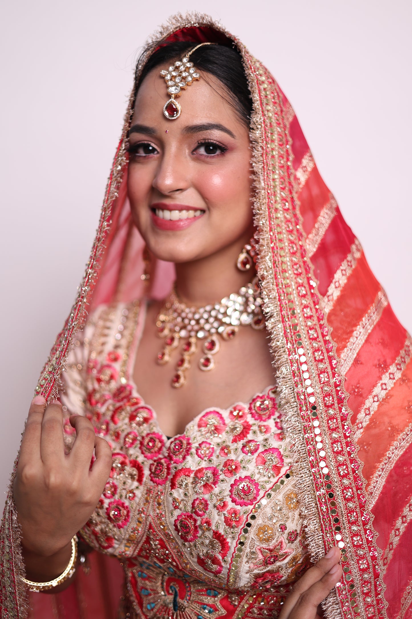 Regal Red & Ivory Embroidered Bridal Lehenga Set