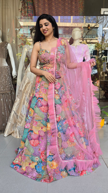 Multicolour Handcrafted Lehenga Set – Vibrant Carnival & Wedding Statement