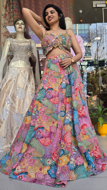 Multicolour Handcrafted Lehenga Set – Vibrant Carnival & Wedding Statement