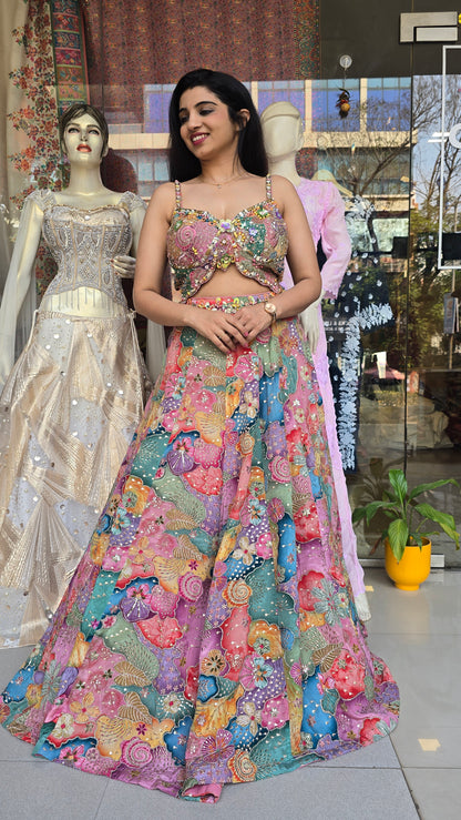 Multicolour Handcrafted Lehenga Set – Vibrant Carnival & Wedding Statement