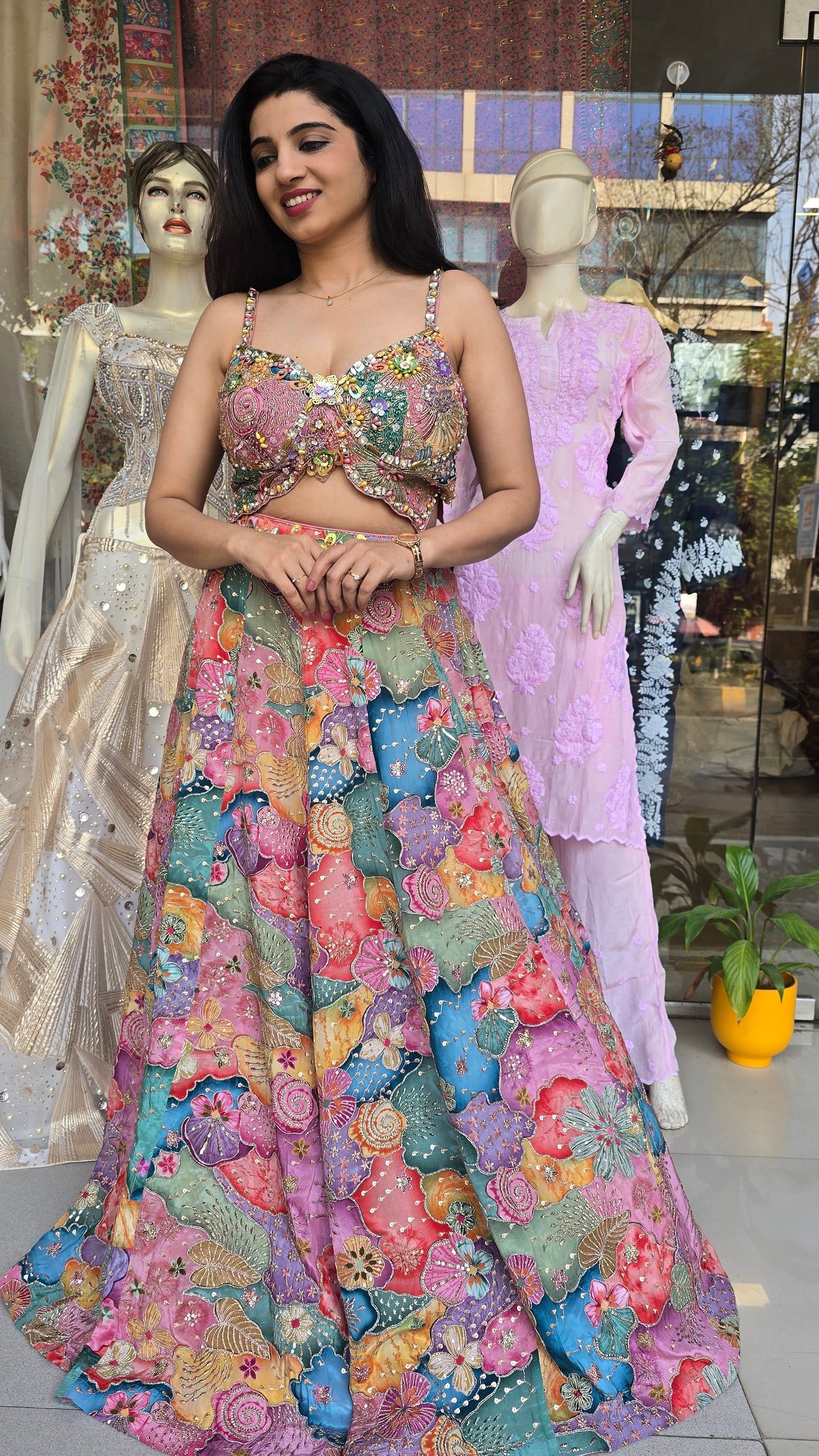 Multicolour Handcrafted Lehenga Set – Vibrant Carnival & Wedding Statement